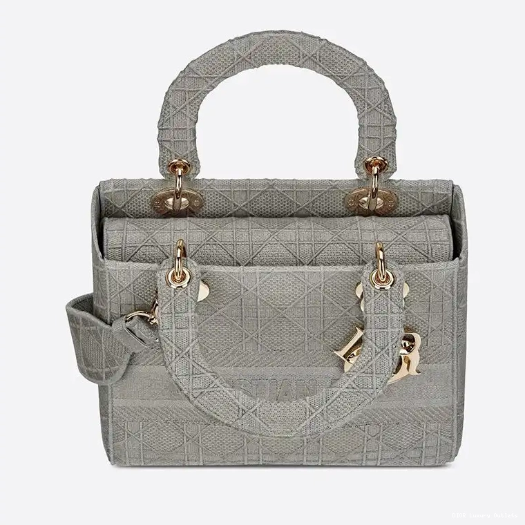 Cheap Lady Bag Motif Grey Medium Canvas D-lite Cannage 0702 Luxury
